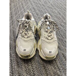 Balenciaga Triple S Womens Sneakers 37 EU Leather-Free White & Beige Chunky Sole